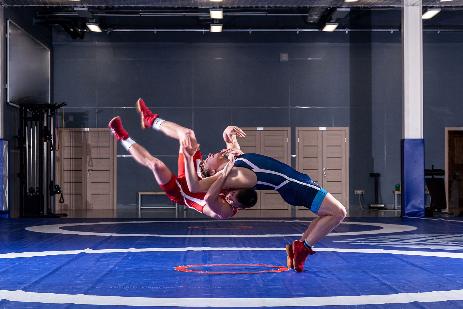 Two men wrestling